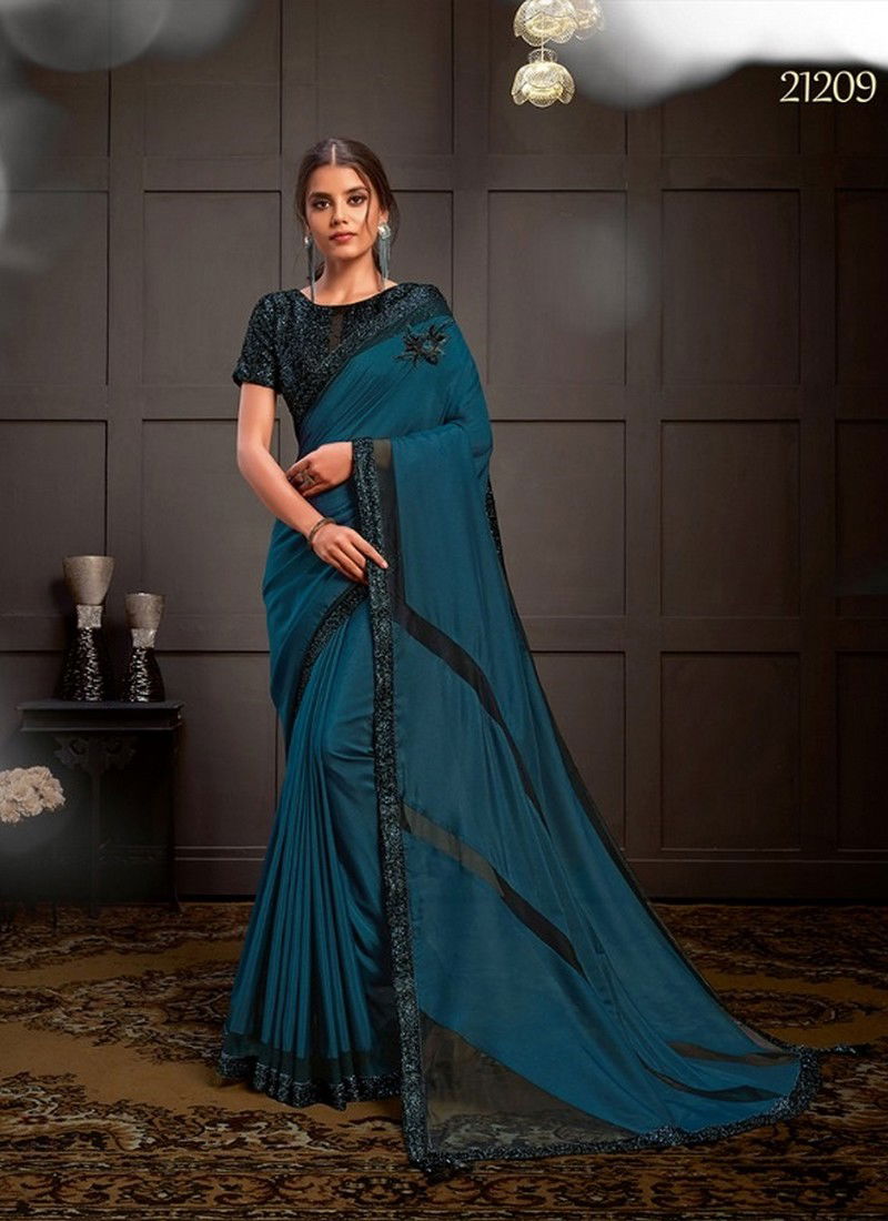 MAHOTSAV CELESTE Latest Collection Fancy Designer Party Wear Sequins Embroidery And Frill Work Western Stitched Sarees Collection
